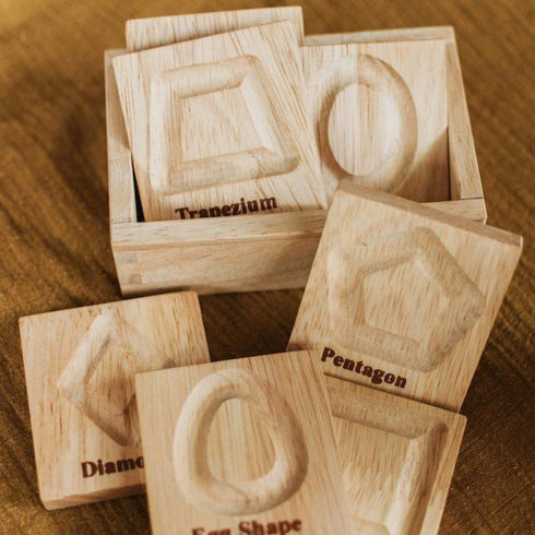 QTOYS - Wooden Geo Shapes Tracing Board